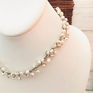 Couture Abra Vintage Fresh Water Pearls handmade wire woven choker Necklace